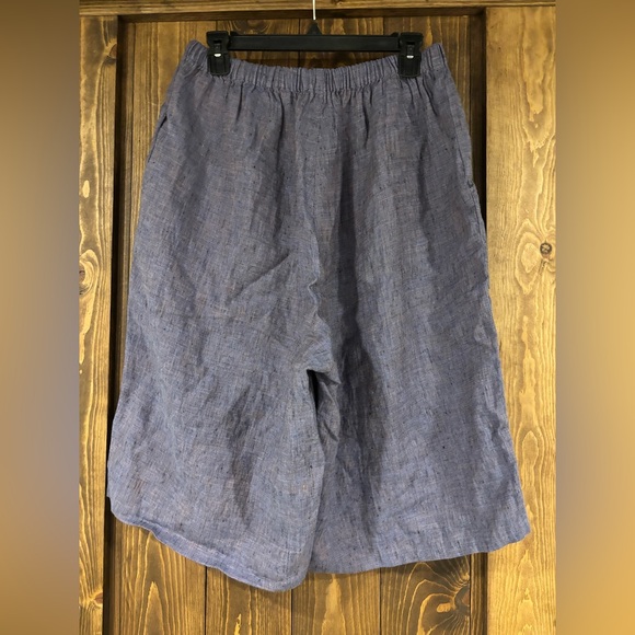 FLAX Linen Gaucho Wide Leg Pants Cropped Large - Picture 5 of 5